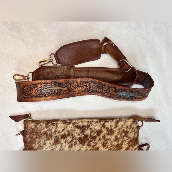 Rafaella Brown and Tan Leather Fringe Bag (H) - Picture 8 of 10